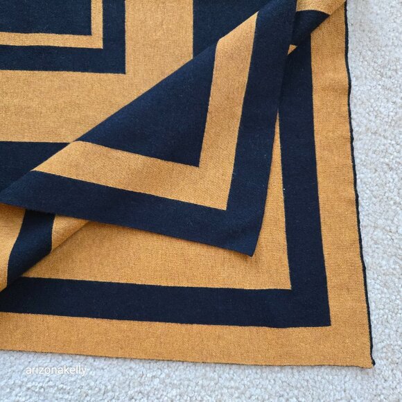 L'Agence Jake Bordered Stripe Cape Merino Wool Cotton Wrap - Picture 6 of 15